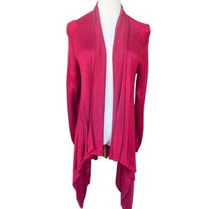 Chicos Red Waterfall Cardigan Sweater Size S Holiday Open Front Long‎ Oversized